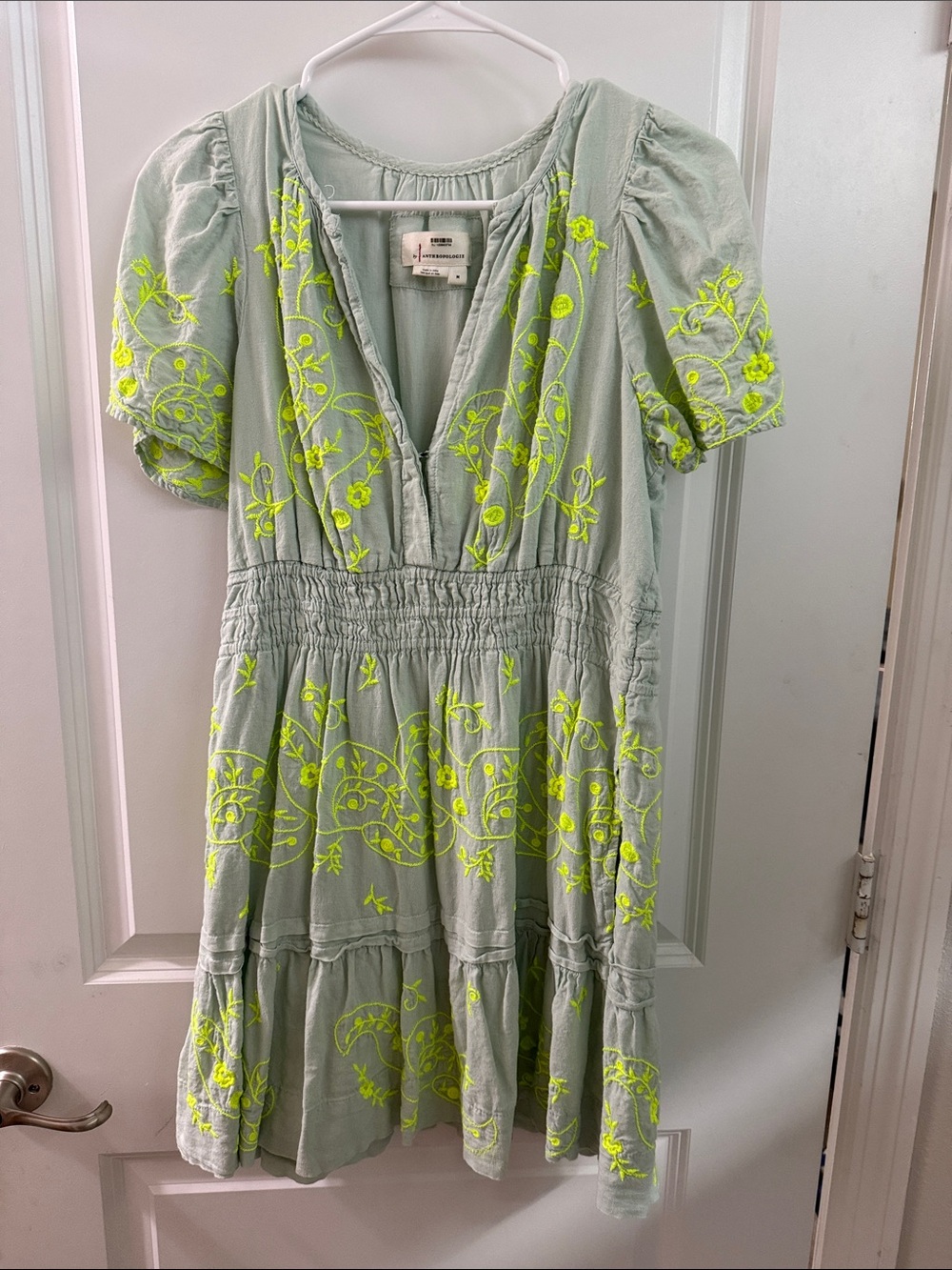 Anthropologie somorset green mini dress size Medium